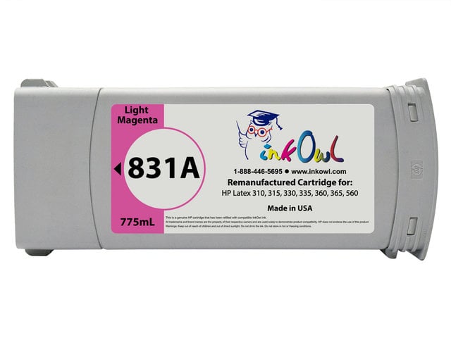 Remanufactured 775ml HP #831A LIGHT MAGENTA Cartridge for Latex 310, 315, 330, 335, 360, 365, 560 (CZ687A)