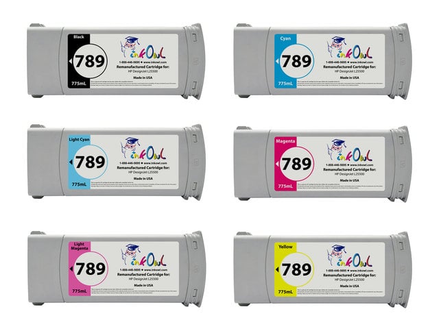 6-Pack of Remanufactured 775ml HP #789 Latex Cartridges for DesignJet L25500