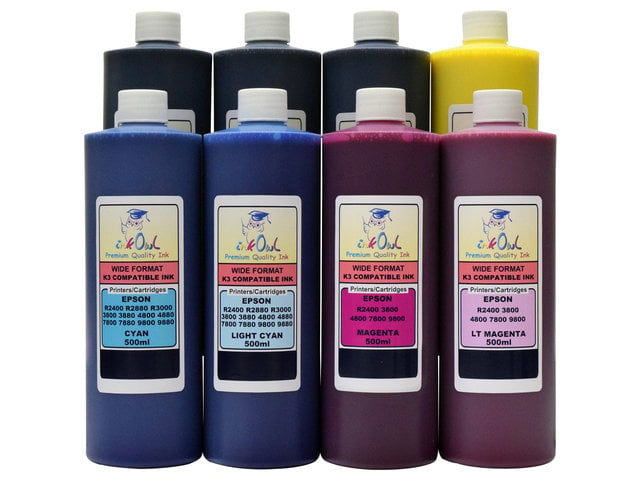 8x500ml ink for EPSON Ultrachrome K3 (for R2400, 3800, 4800, 7800, 9800)