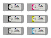 6-Pack of Remanufactured 775ml HP #771A series Pigment Cartridges for DesignJet Z6200, Z6600, Z6800