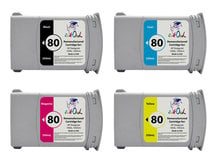 4-Pack of Remanufactured 350ml HP #80 Cartridges for DesignJet 1050, 1055