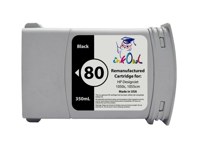 Remanufactured 350ml HP #80 BLACK for DesignJet 1050, 1055 (C4871A)