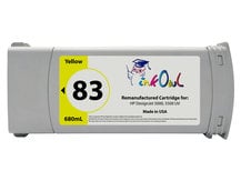 Remanufactured 680ml HP #83 YELLOW UV-Pigment Cartridge for DesignJet 5000uv, 5500uv (C4943A)
