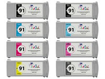8-Pack of Remanufactured 775ml HP #91 Pigment Cartridges for DesignJet Z6100