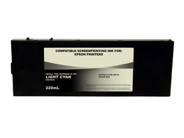 220ml Black Dye Screenprinting Cartridge for EPSON 4800 - LIGHT CYAN Slot