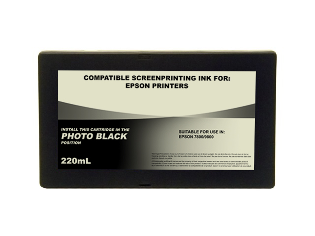 220ml Black Dye Screenprinting Cartridge for EPSON 7800, 9800 - PHOTO BLACK Slot