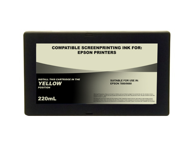 220ml Black Dye Screenprinting Cartridge for EPSON 7880, 9880 - YELLOW Slot