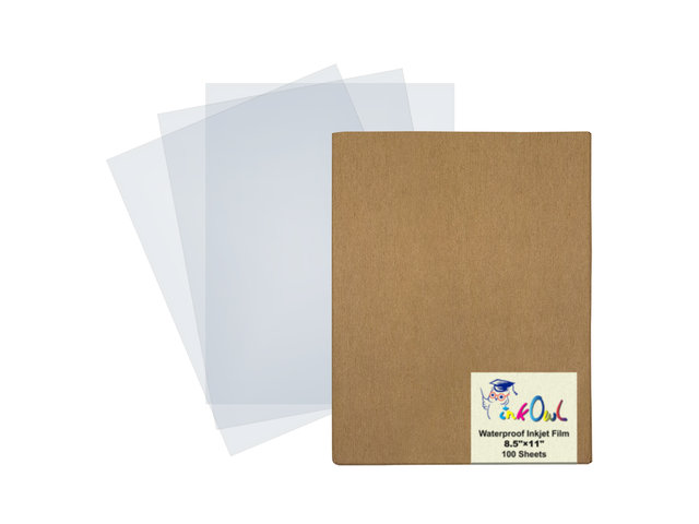 8.5'' x 11'' (100 Sheets) Transparent Waterproof Inkjet Film