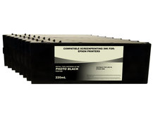 Set of 8 220ml Black Dye Screenprinting Cartridges for EPSON 4880
