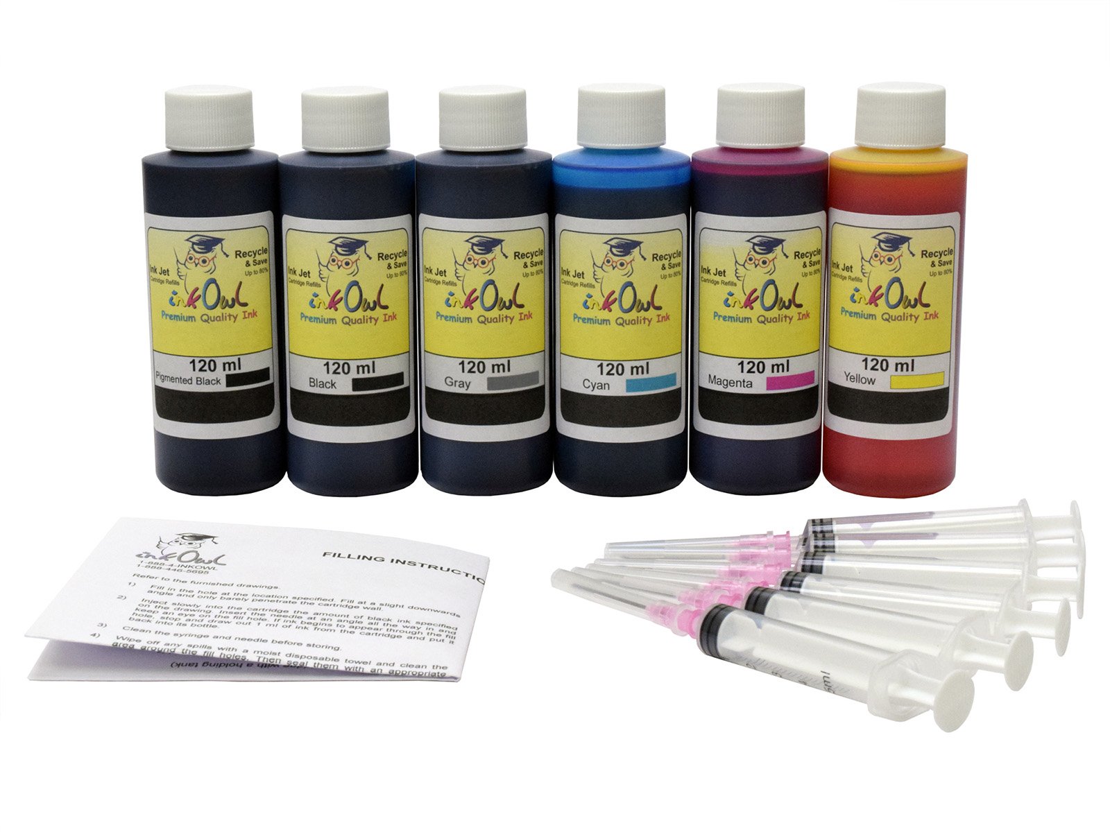 120ml Bulk Kit for use in CANON printers with 6 cartridges including Gray