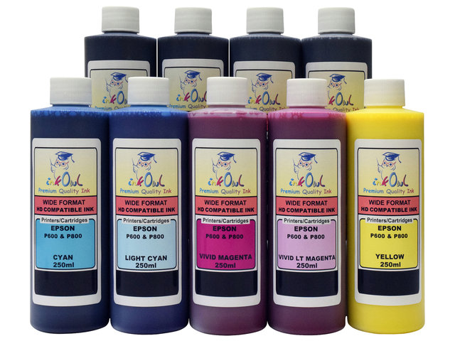 9x250ml Compatible Ink for EPSON Ultrachrome HD with MATTE BLACK for SureColor P800