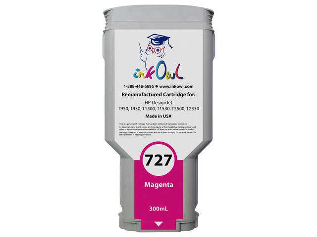 Remanufactured 300ml HP #727 MAGENTA Cartridge for DesignJet T920, T930, T1500, T1530, T2500, T2530 (F9J77A)