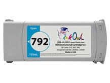 Remanufactured 775ml HP #792 CYAN Cartridge for DesignJet L26100, L26500, L26800, Latex 210, 260, 280 (CN706A)