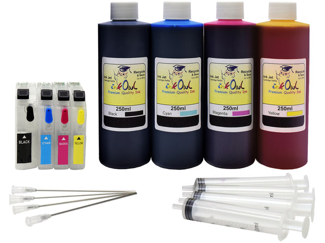 Refillable Cartridges for Brother LC203 with our 250mL Bulk Ink Set