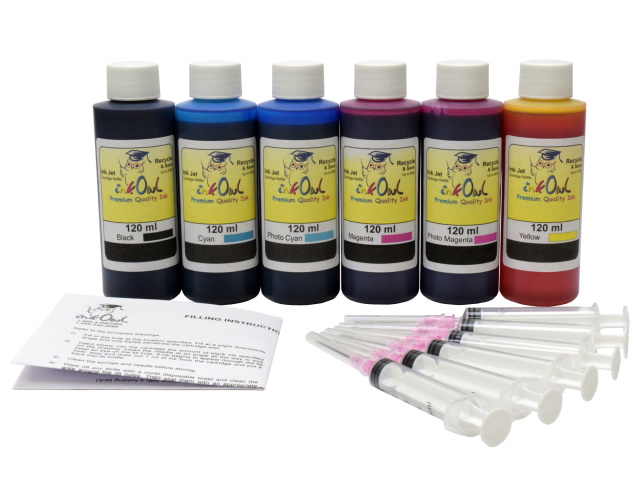 120ml Bulk Kit for use in CANON printers with 6 BCI-3e, BCI-5, BCI-6, or CLI-8 cartridges