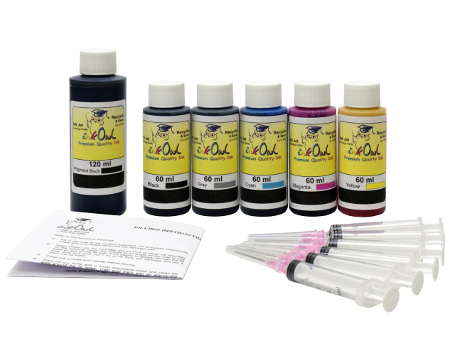 Combo Kit for use in CANON printers with 6 cartridges including Gray