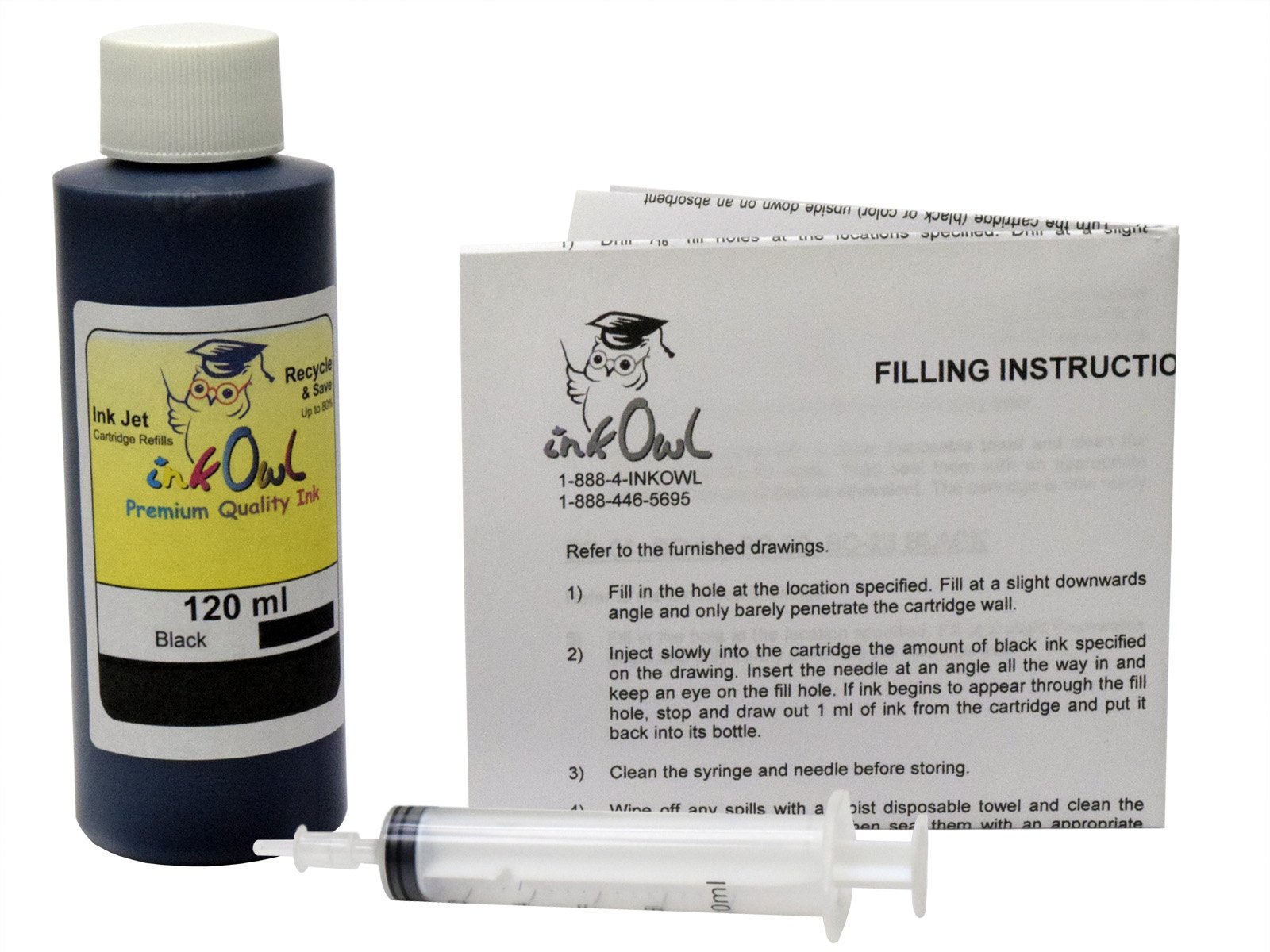 *PIGMENTED* 120ml Black Kit for HP 932, 933, 936, 950, 951, 952, 953, 954, 955, 956, 962, 966, and others