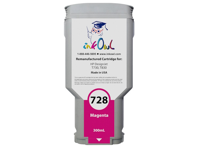 Remanufactured 300ml HP #728 MAGENTA Cartridge for DesignJet T730, T830 (F9K16A)