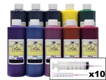 10x250ml Ink Refill Kit for CANON GP-2000, GP-4000 (PFI-2100, PFI-2300, PFI-2700)