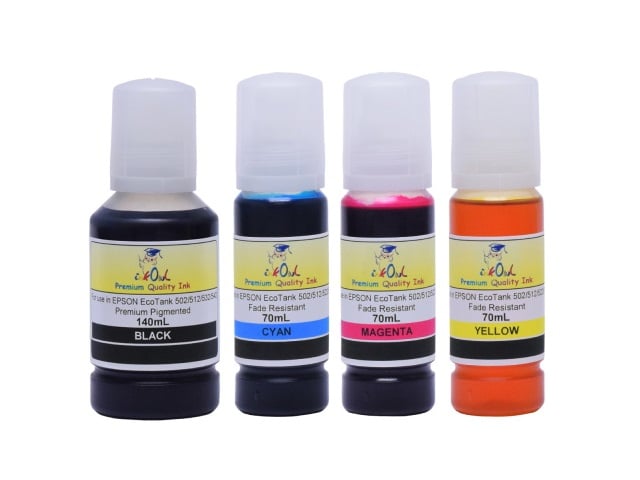 4-Pack Compatible Ink Bottles for EPSON EcoTank printers using 502 ink