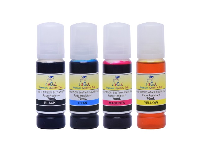 4-Pack Compatible Ink Bottles for EPSON EcoTank printers using 522 ink