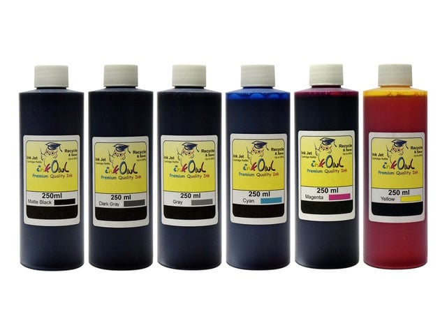 6x250ml Matte Black, Cyan, Magenta, Yellow, Gray, Dark Gray Ink for HP 761