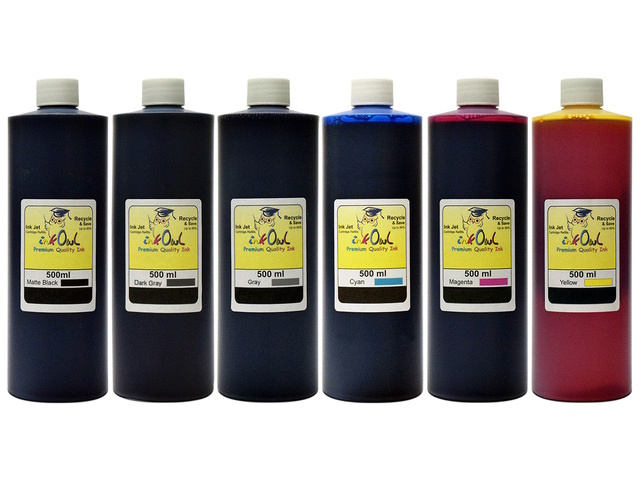6x500ml Matte Black, Cyan, Magenta, Yellow, Gray, Dark Gray Ink for HP 761