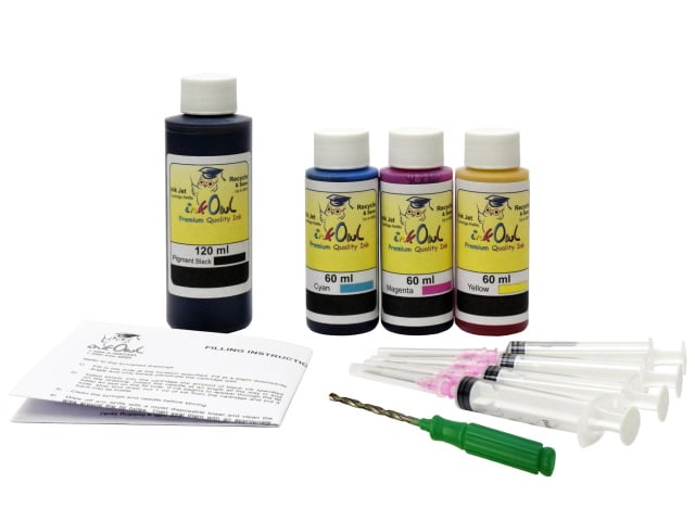 Combo Kit to refill CANON PG-210/CL-211, PG-240/CL-241, PG-245/CL-246, PG-260/CL-261, PG-275/CL-276, and many other cartridges