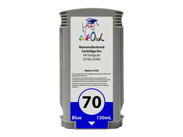 Remanufactured 130ml HP #70 BLUE Pigment Cartridge for DesignJet Z3100, Z3200 (C9458A)