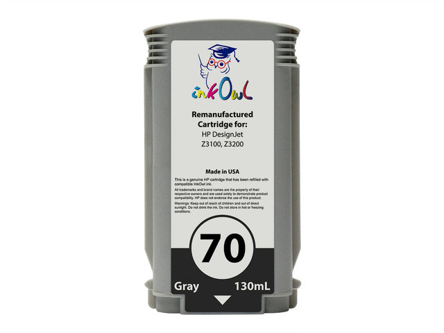 Remanufactured 130ml HP #70 GRAY Pigment Cartridge for DesignJet Z3100, Z3200 (C9450A)