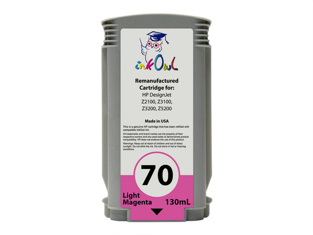 Remanufactured 130ml HP #70 LIGHT MAGENTA Pigment Cartridge for DesignJet Z2100, Z3100, Z3200, Z5200 (C9455A)