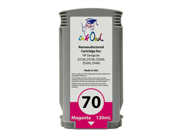 Remanufactured 130ml HP #70 MAGENTA Pigment Cartridge for DesignJet Z2100, Z3100, Z3200, Z5200, Z5400 (C9453A)