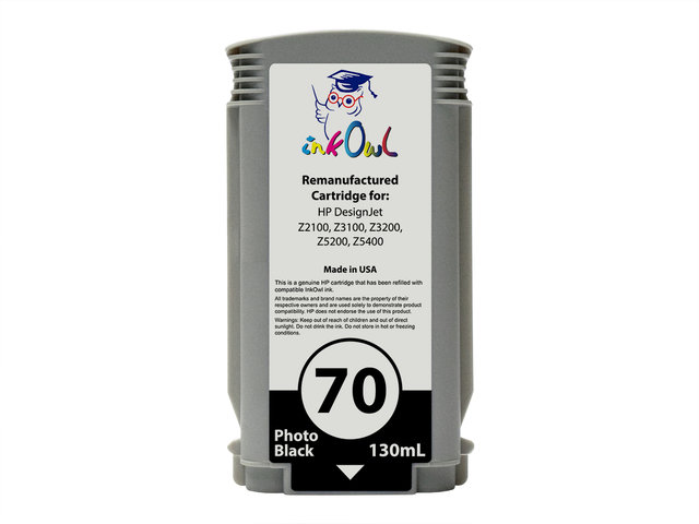 Remanufactured 130ml HP #70 PHOTO BLACK Pigment Cartridge for DesignJet Z2100, Z3100, Z3200, Z5200, Z5400 (C9449A)