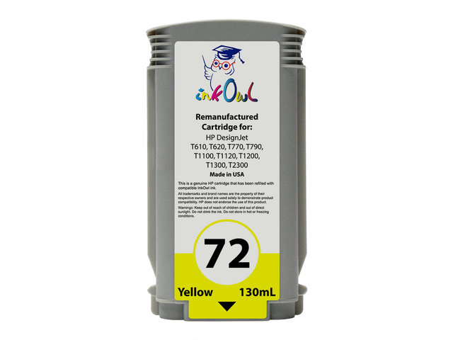 Remanufactured 130ml HP #72 YELLOW Cartridge for DesignJet T-series (C9373A)