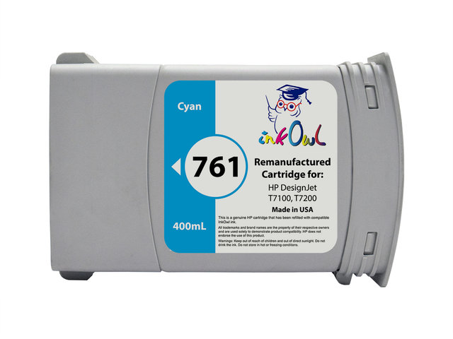 Remanufactured 400mL HP #761 CYAN Cartridge for DesignJet T7100, T7200 (CM994A)