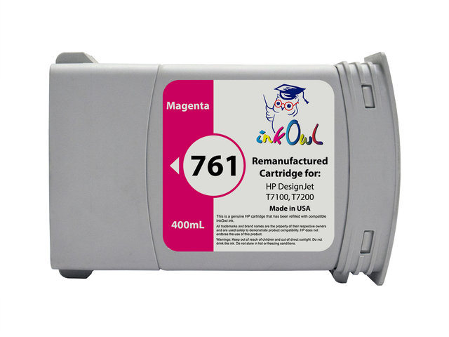 Remanufactured 400mL HP #761 MAGENTA Cartridge for DesignJet T7100, T7200 (CM993A)