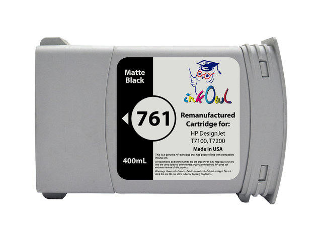 Remanufactured 400mL HP #761 MATTE BLACK Cartridge for DesignJet T7100, T7200 (CM991A)