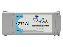 Remanufactured 775ml HP #771A series LIGHT CYAN Pigment Cartridge for DesignJet Z6200, Z6600, Z6800 (B6Y20A)