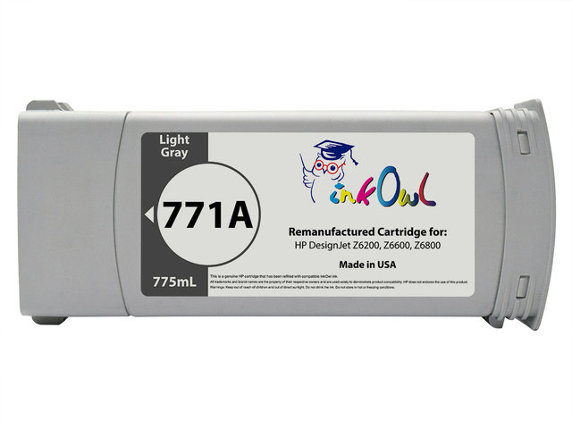Remanufactured 775ml HP #771A series LIGHT GRAY Pigment Cartridge for DesignJet Z6200, Z6600, Z6800 (B6Y22A)