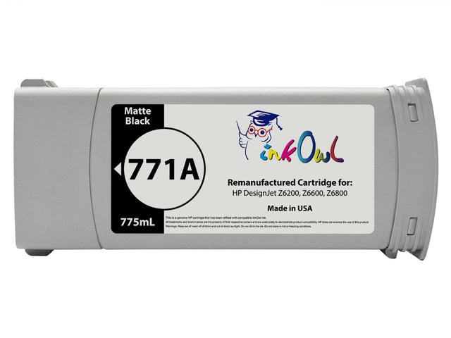 Remanufactured 775ml HP #771A series MATTE BLACK Pigment Cartridge for DesignJet Z6200, Z6600, Z6800 (B6Y15A)