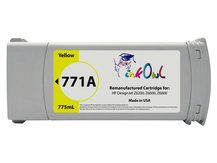 Remanufactured 775ml HP #771A series YELLOW Pigment Cartridge for DesignJet Z6200, Z6600, Z6800 (B6Y18A)