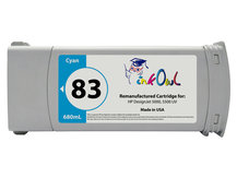 Remanufactured 680ml HP #83 CYAN UV-Pigment Cartridge for DesignJet 5000uv, 5500uv (C4941A)