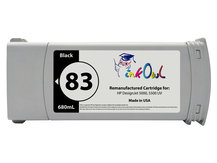 Remanufactured 680ml HP #83 BLACK UV-Pigment Cartridge for DesignJet 5000uv, 5500uv (C4940A)