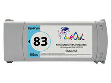 Remanufactured 680ml HP #83 LIGHT CYAN UV-Pigment Cartridge for DesignJet 5000uv, 5500uv (C4944A)