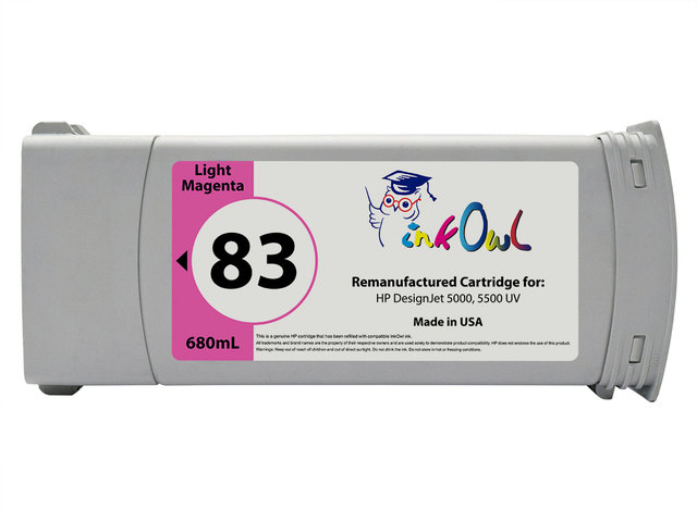 Remanufactured 680ml HP #83 LIGHT MAGENTA UV-Pigment Cartridge for DesignJet 5000uv, 5500uv (C4945A)