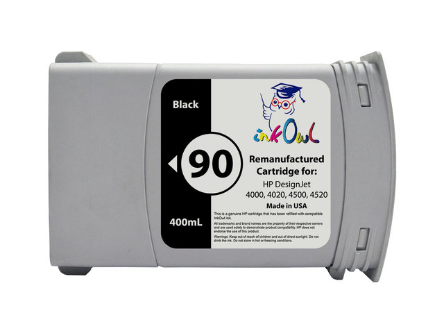 Remanufactured 400ml HP #90 BLACK Cartridge for DesignJet 4000, 4020, 4500, 4520 (C5058A)