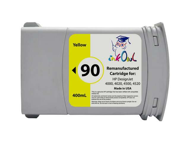 Remanufactured 400ml HP #90 YELLOW Cartridge for DesignJet 4000, 4020, 4500, 4520 (C5065A)