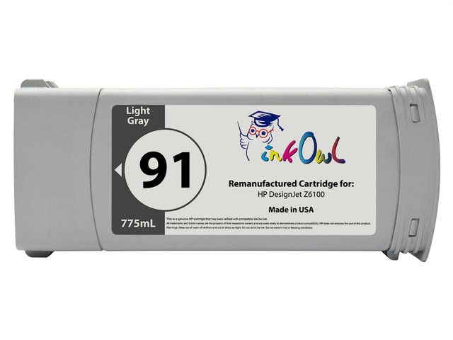 Remanufactured 775ml HP #91 LIGHT GRAY Pigment Cartridge for DesignJet Z6100 (C9466A)